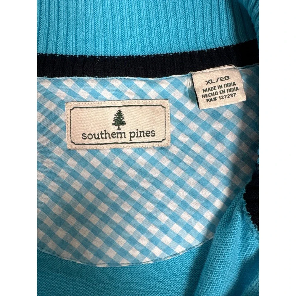 Southern Pines Men XL Blue 100% Cotton Quarter Zip Vest Golf Preppy Country Club